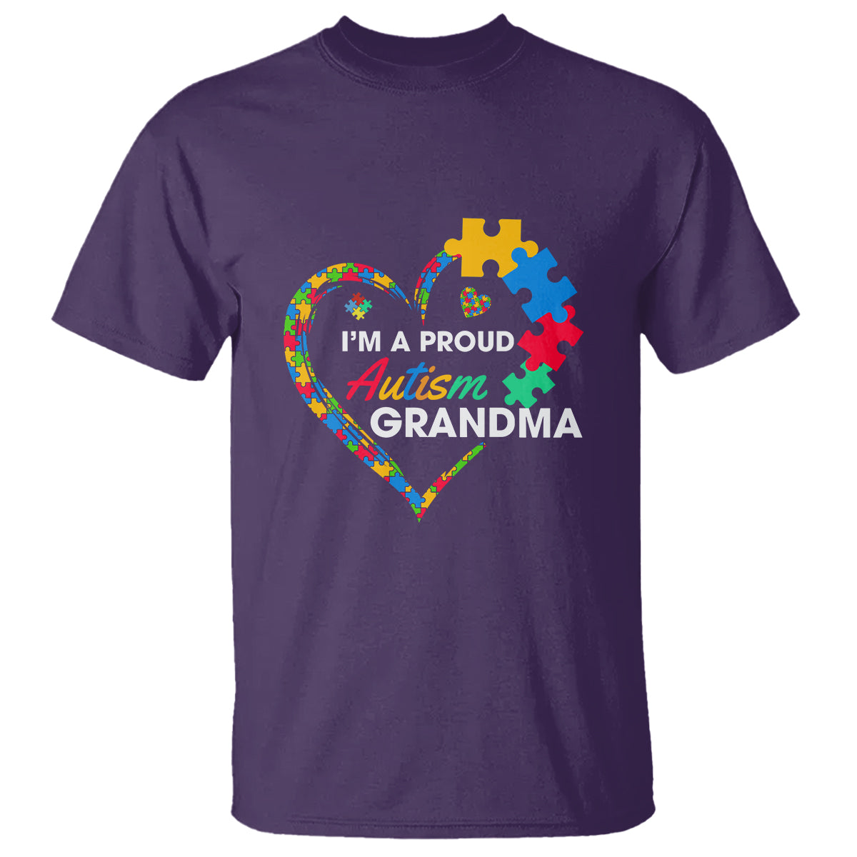 I'm A Proud Autism Grandma T Shirt Puzzle Piece Heart - Wonder Print Shop