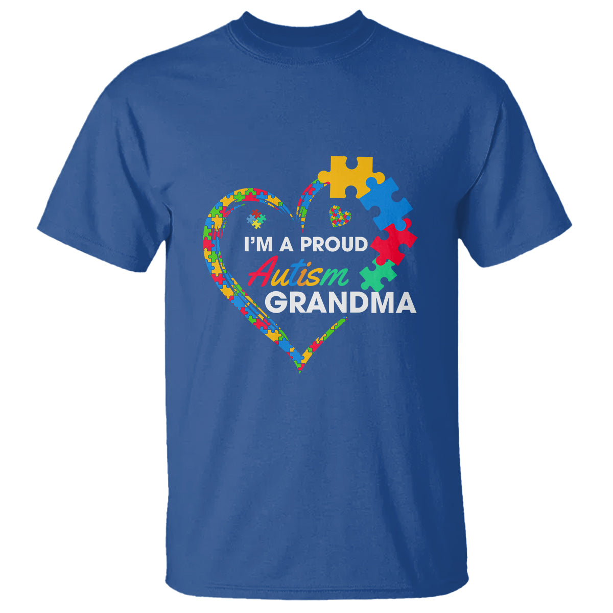I'm A Proud Autism Grandma T Shirt Puzzle Piece Heart - Wonder Print Shop