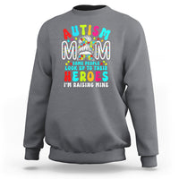 Autism Mom Sweatshirt Some People Look Up to Heroes I'm Raising Mine Messy Bun Mother - Wonder Print Shop
