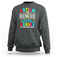 Autism Mom Sweatshirt Some People Look Up to Heroes I'm Raising Mine Messy Bun Mother - Wonder Print Shop
