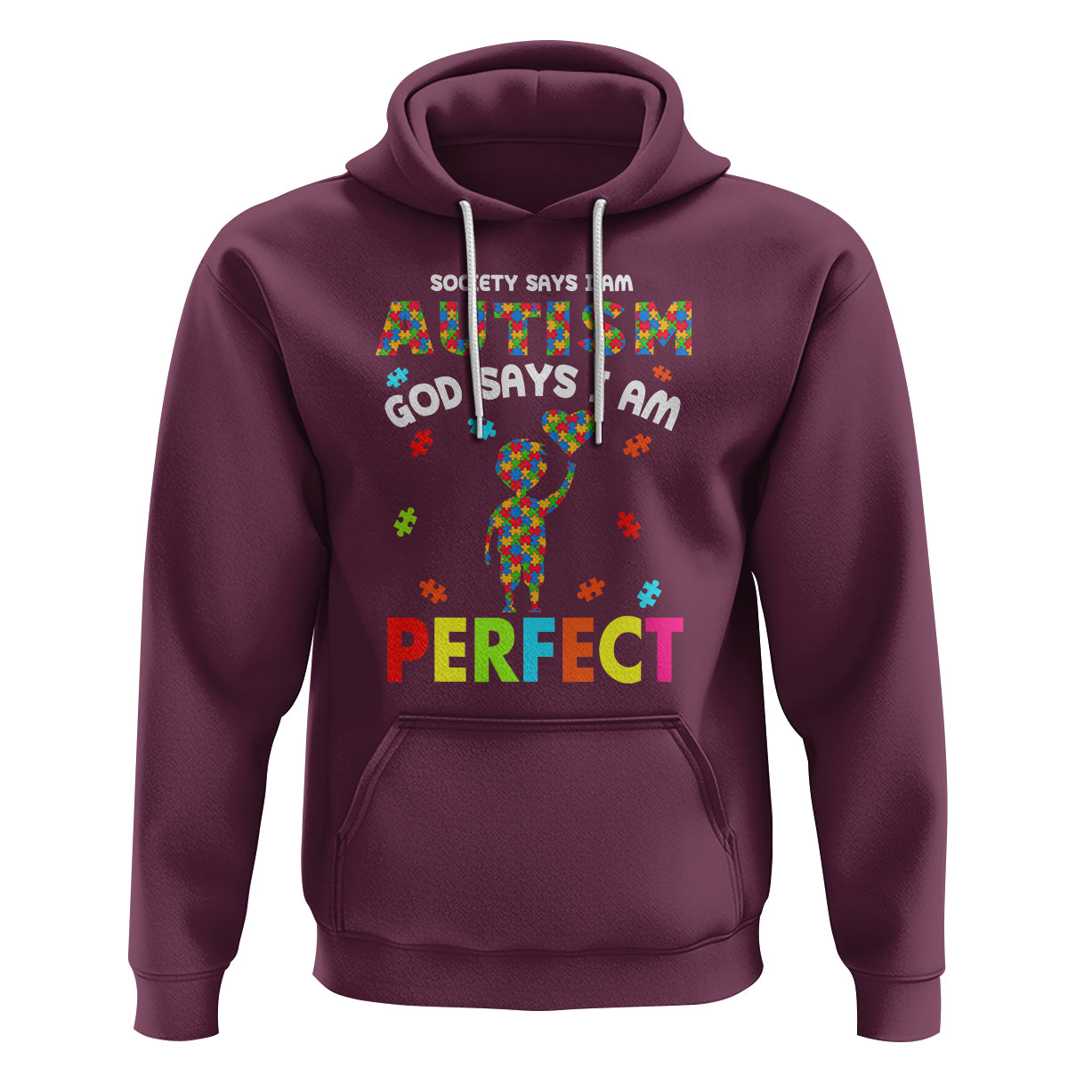 Society Says I Austism Hoodie God Say I Am Perfect Boy Kid - Wonder Print Shop