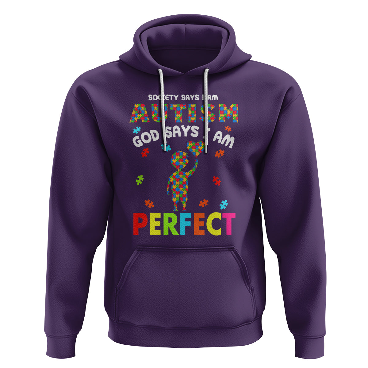Society Says I Austism Hoodie God Say I Am Perfect Boy Kid - Wonder Print Shop