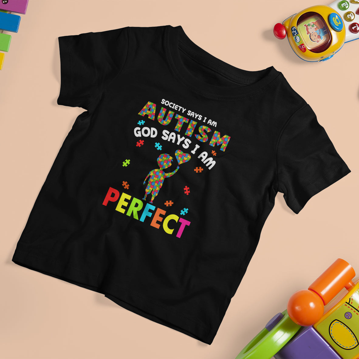 Society Says I Austism T Shirt For Kid God Say I Am Perfect Boy Kid - Wonder Print Shop