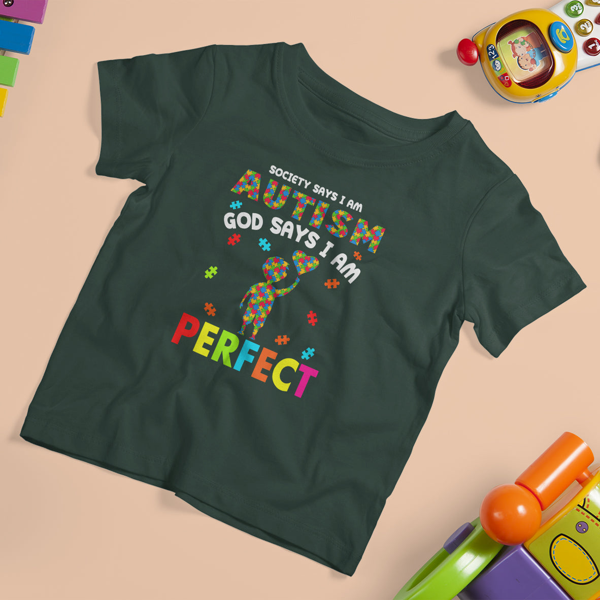 Society Says I Austism T Shirt For Kid God Say I Am Perfect Boy Kid - Wonder Print Shop