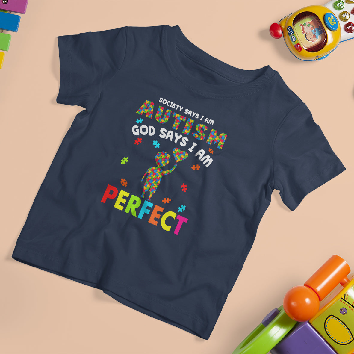 Society Says I Austism T Shirt For Kid God Say I Am Perfect Boy Kid - Wonder Print Shop