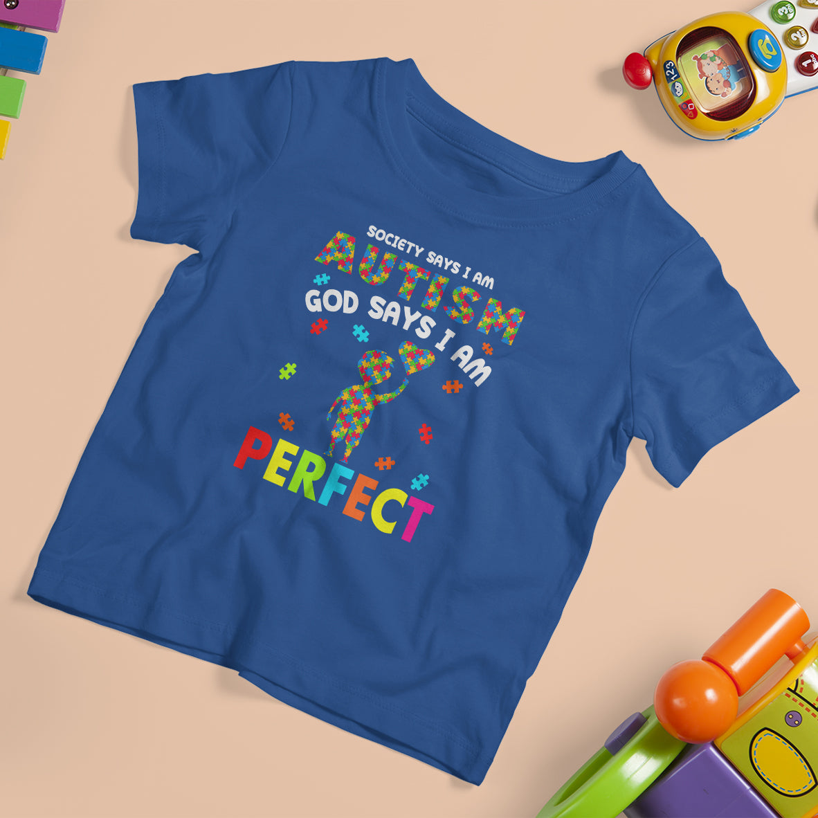 Society Says I Austism T Shirt For Kid God Say I Am Perfect Boy Kid - Wonder Print Shop