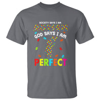 Society Says I Austism T Shirt God Say I Am Perfect Boy Kid - Wonder Print Shop