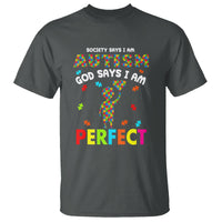 Society Says I Austism T Shirt God Say I Am Perfect Boy Kid - Wonder Print Shop