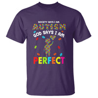 Society Says I Austism T Shirt God Say I Am Perfect Boy Kid - Wonder Print Shop