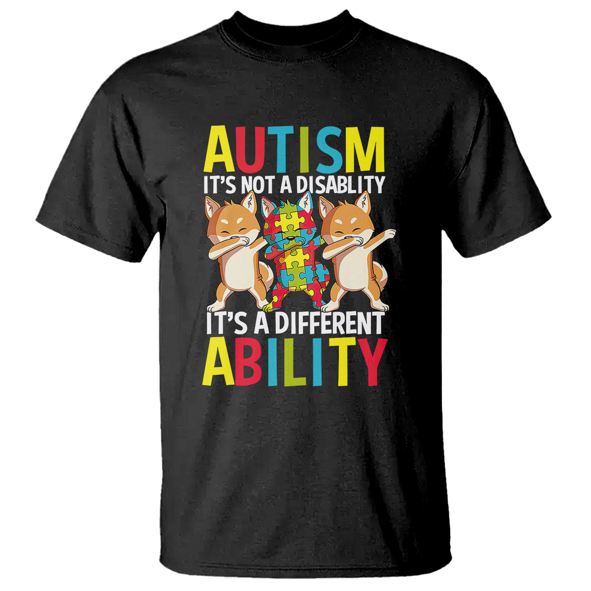 Dog Autism Awareness T Shirt It's Not A Disablity It's A Different Ability - Wonder Print Shop