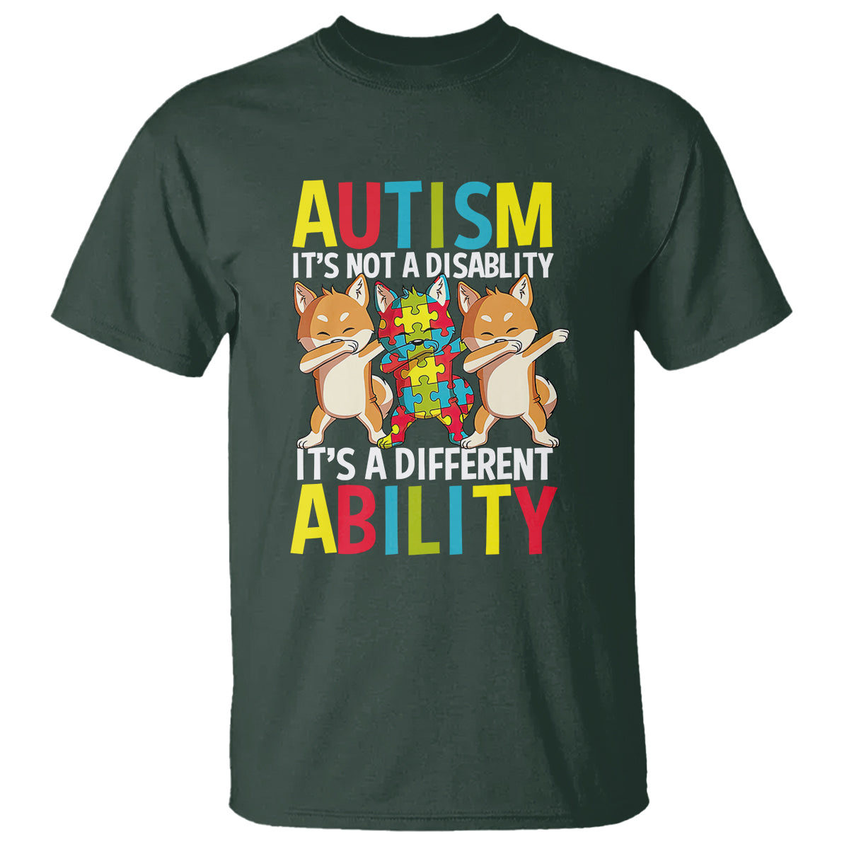Dog Autism Awareness T Shirt It's Not A Disablity It's A Different Ability - Wonder Print Shop