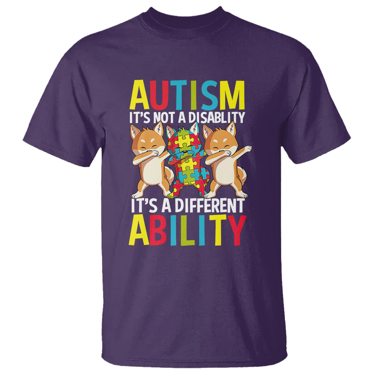 Dog Autism Awareness T Shirt It's Not A Disablity It's A Different Ability - Wonder Print Shop