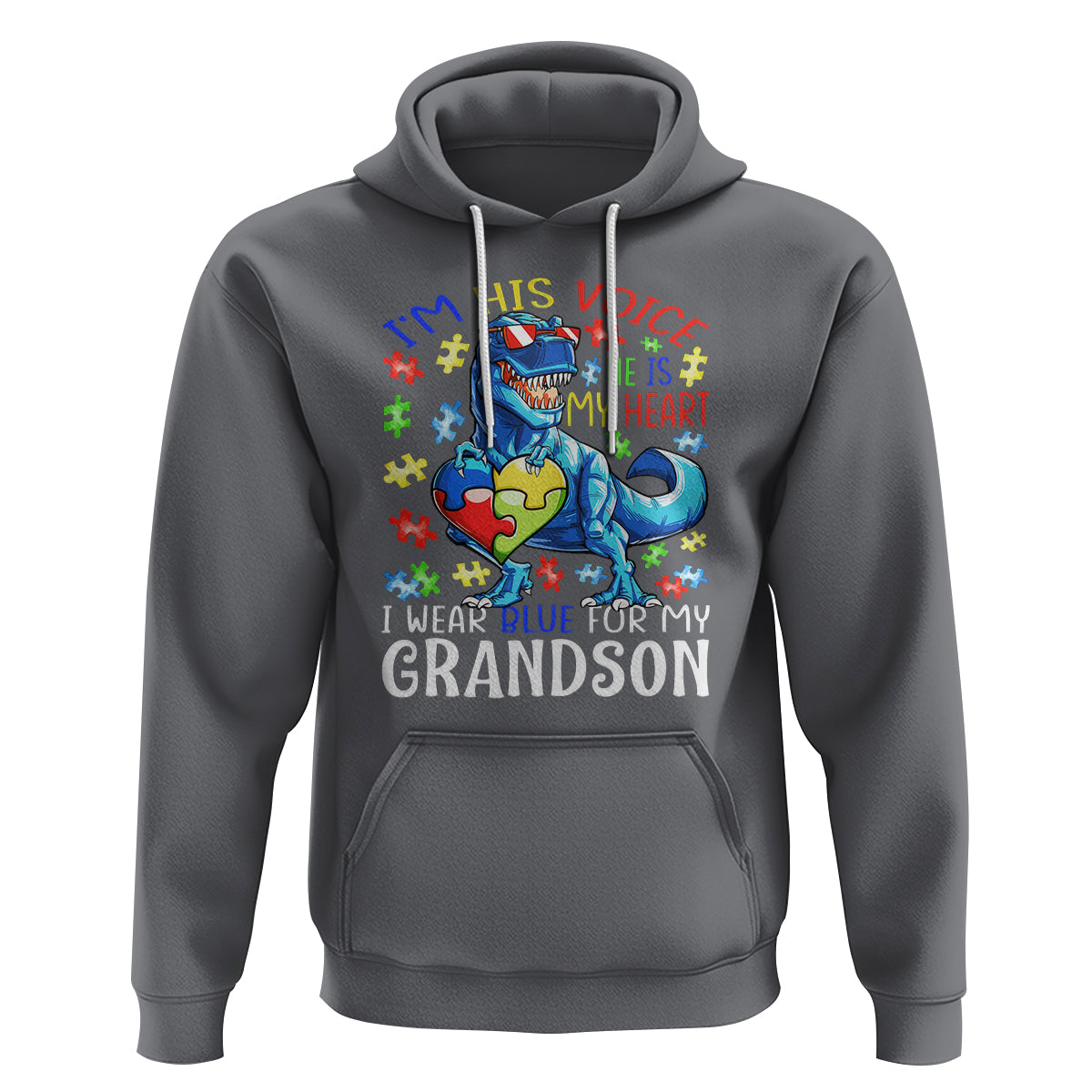 Autism Grandma Hoodie I Am His Voice He Is My Heart I Wear Blue For My Grandson - Wonder Print Shop