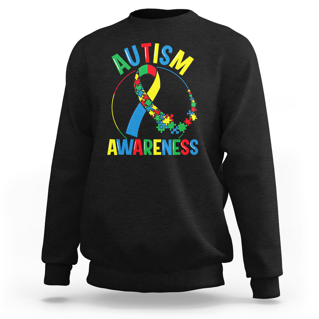 Autism Awareness Sweatshirt Spectrum Ribbon - Wonder Print Shop
