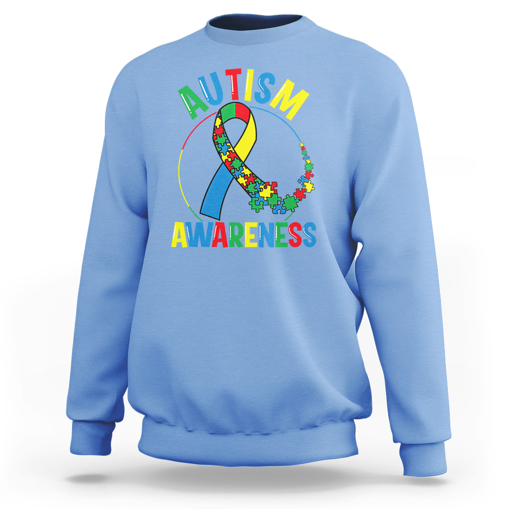 Autism Awareness Sweatshirt Spectrum Ribbon - Wonder Print Shop