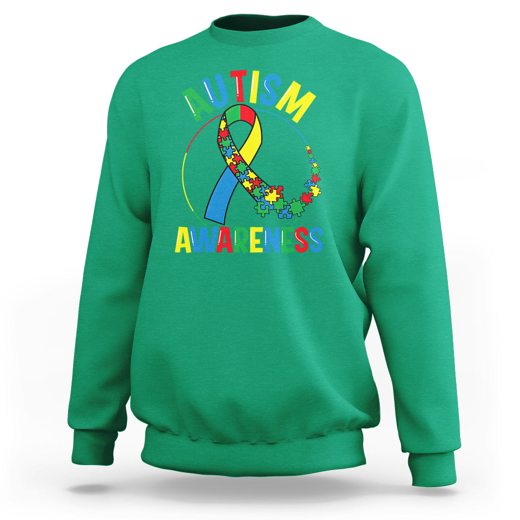 Autism Awareness Sweatshirt Spectrum Ribbon - Wonder Print Shop