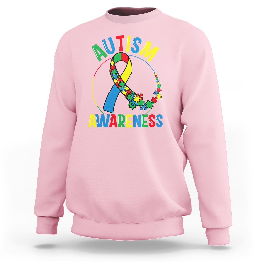 Autism Awareness Sweatshirt Spectrum Ribbon - Wonder Print Shop