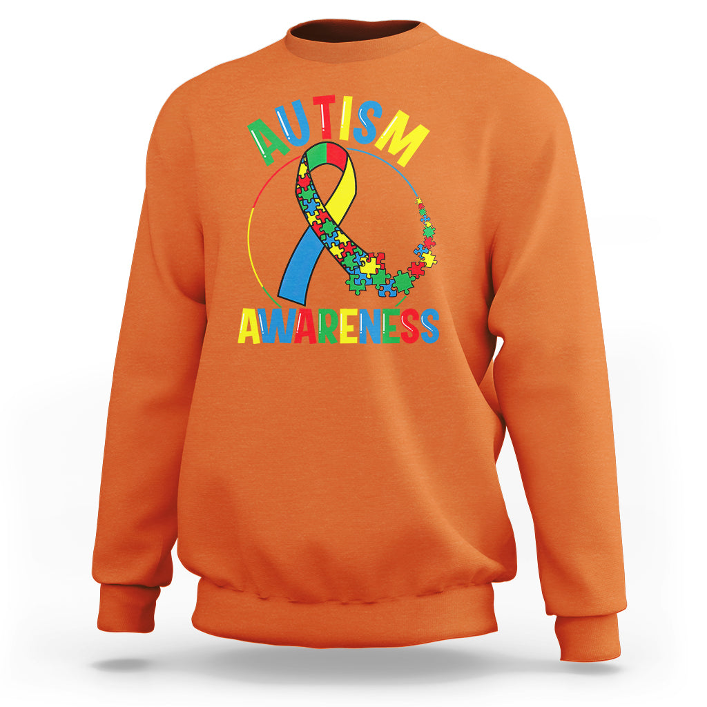 Autism Awareness Sweatshirt Spectrum Ribbon - Wonder Print Shop