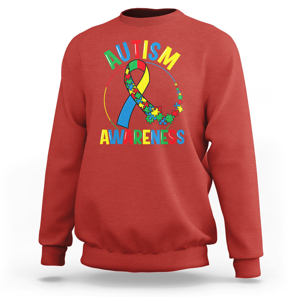 Autism Awareness Sweatshirt Spectrum Ribbon - Wonder Print Shop
