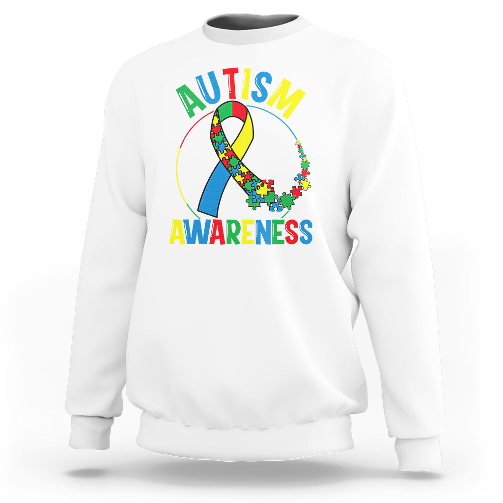 Autism Awareness Sweatshirt Spectrum Ribbon - Wonder Print Shop