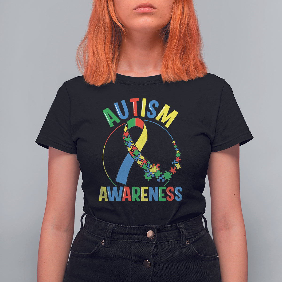 Autism Awareness T Shirt For Women Spectrum Ribbon - Wonder Print Shop
