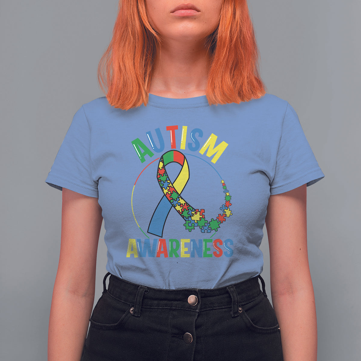 Autism Awareness T Shirt For Women Spectrum Ribbon - Wonder Print Shop