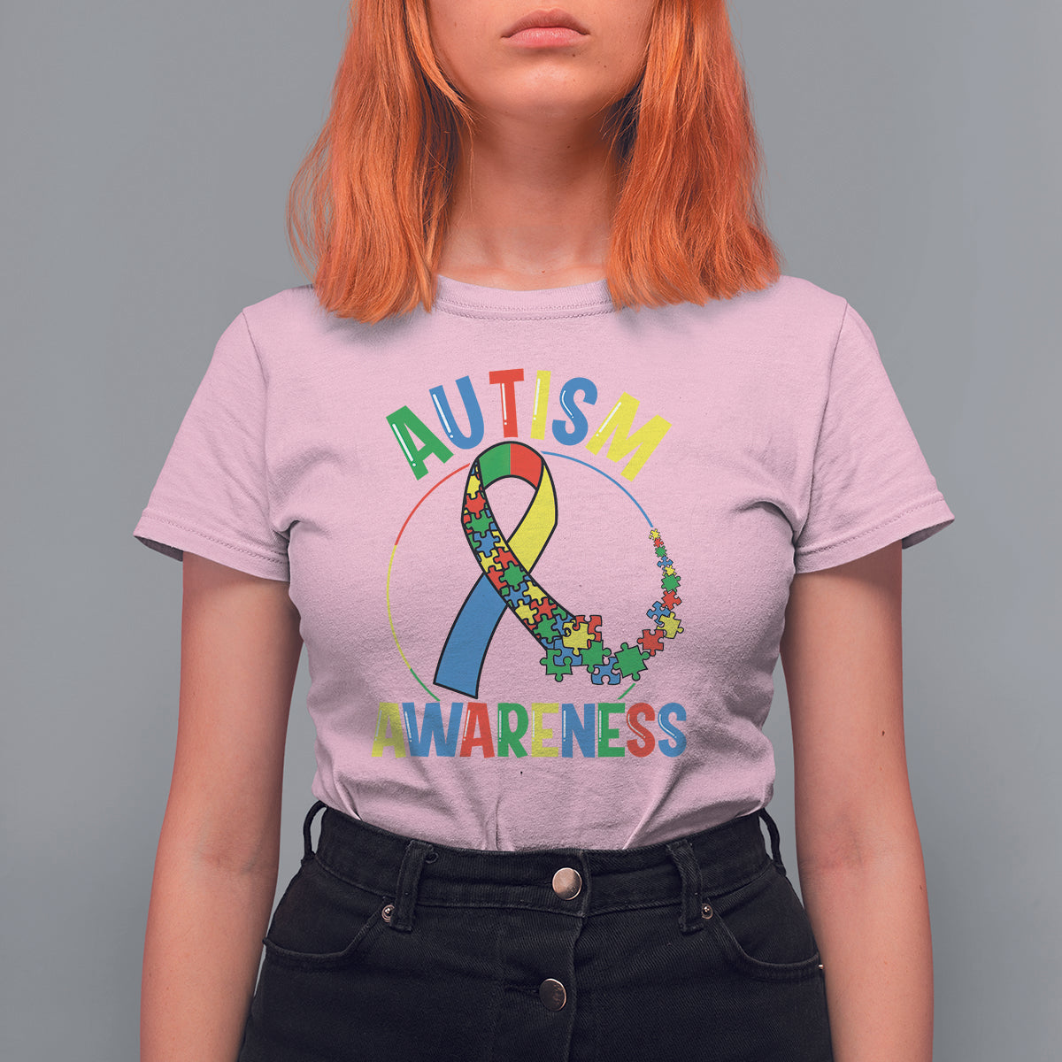 Autism Awareness T Shirt For Women Spectrum Ribbon - Wonder Print Shop
