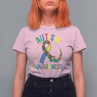 Autism Awareness T Shirt For Women Spectrum Ribbon - Wonder Print Shop