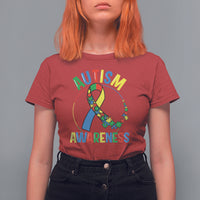 Autism Awareness T Shirt For Women Spectrum Ribbon - Wonder Print Shop