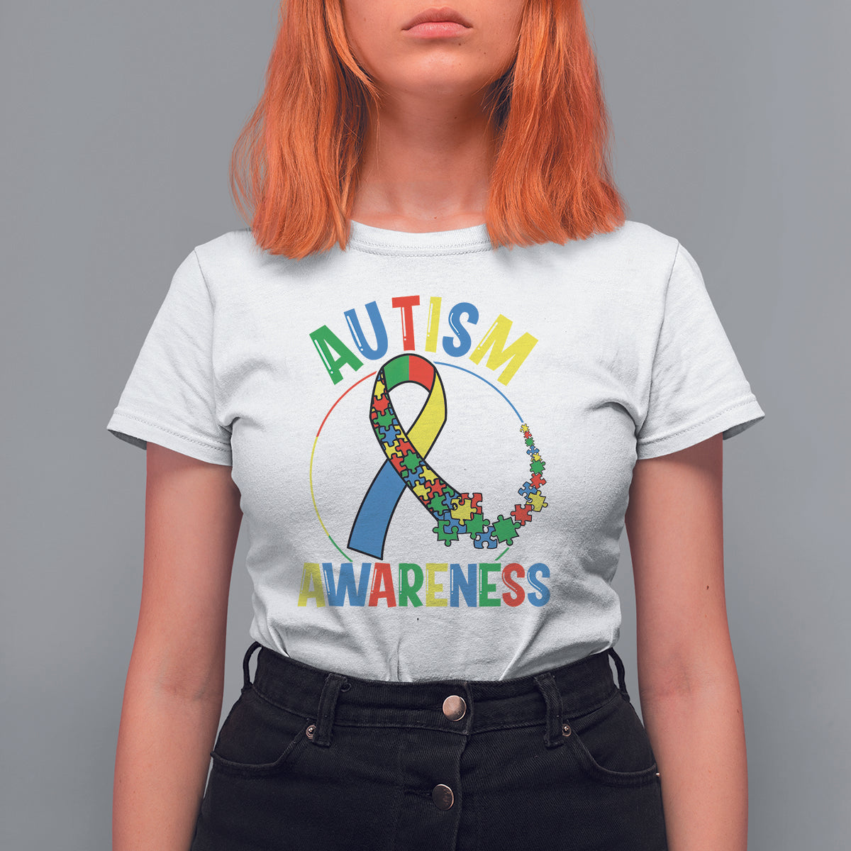 Autism Awareness T Shirt For Women Spectrum Ribbon - Wonder Print Shop