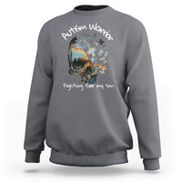 Skull Autism Warrior Sweatshirt Fighting For My Son Love Support - Wonder Print Shop