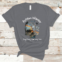 Skull Autism Warrior T Shirt Fighting For My Son Love Support - Wonder Print Shop