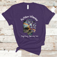 Skull Autism Warrior T Shirt Fighting For My Son Love Support - Wonder Print Shop