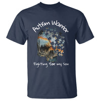 Skull Autism Warrior T Shirt Fighting For My Son Love Support - Wonder Print Shop