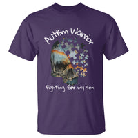 Skull Autism Warrior T Shirt Fighting For My Son Love Support - Wonder Print Shop