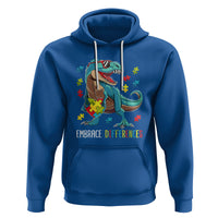Dinosaur Autism Hoodie Embrace Differences Proud Autistic Puzzle Heart - Wonder Print Shop