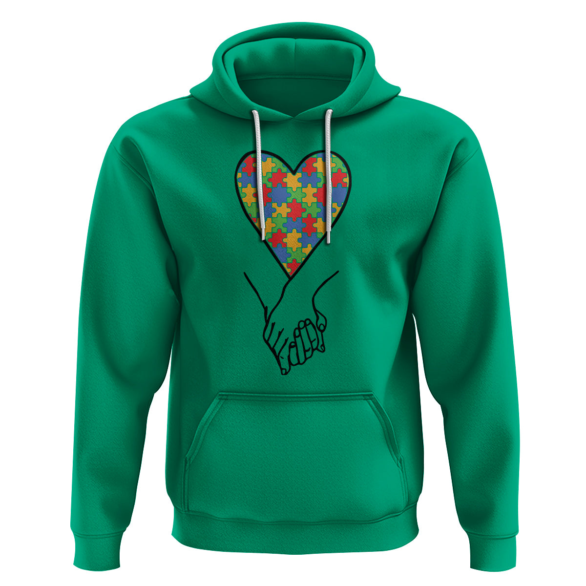 Heart Autism Awareness Hoodie Spectrum Puzzle Piece Together Love Support - Wonder Print Shop