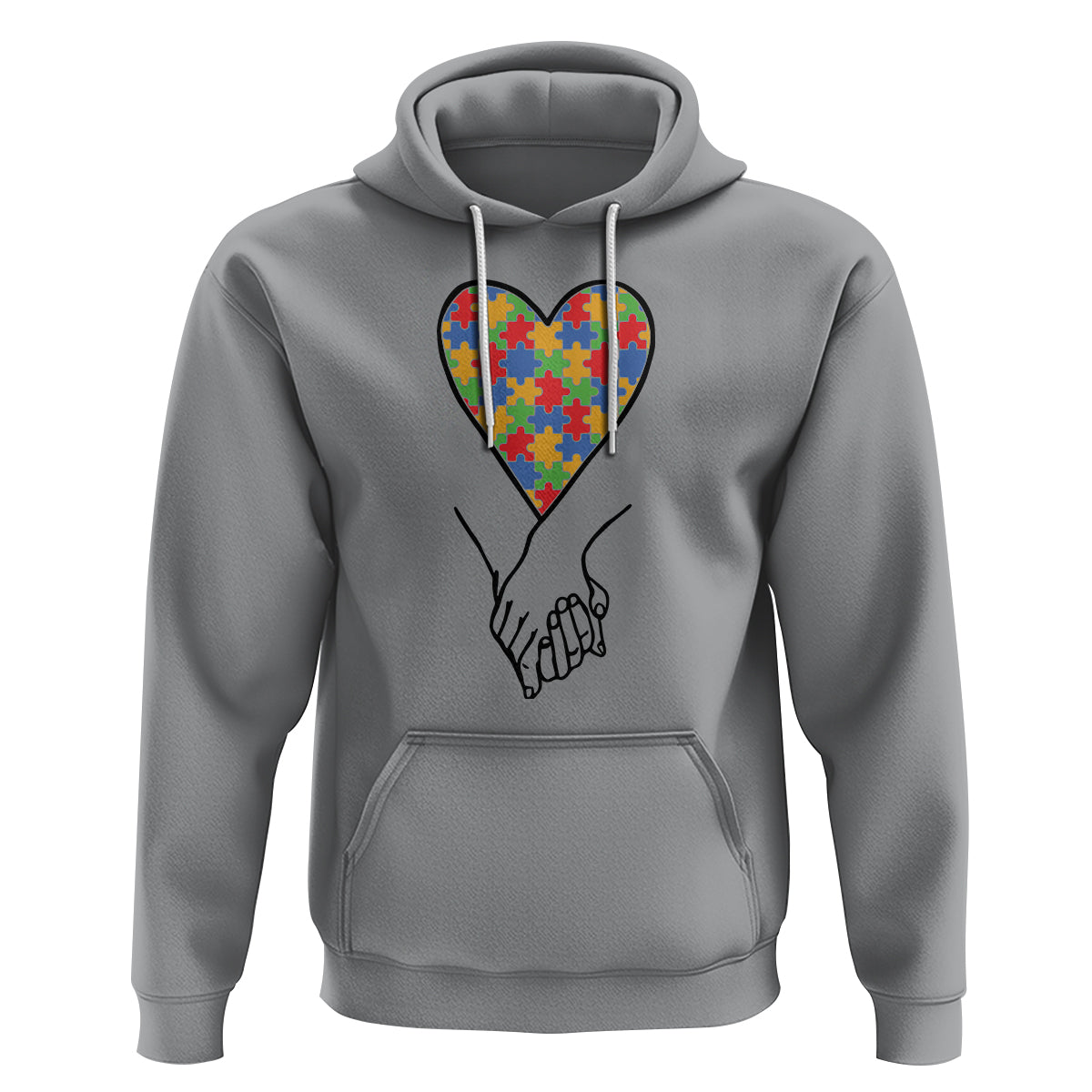 Heart Autism Awareness Hoodie Spectrum Puzzle Piece Together Love Support - Wonder Print Shop