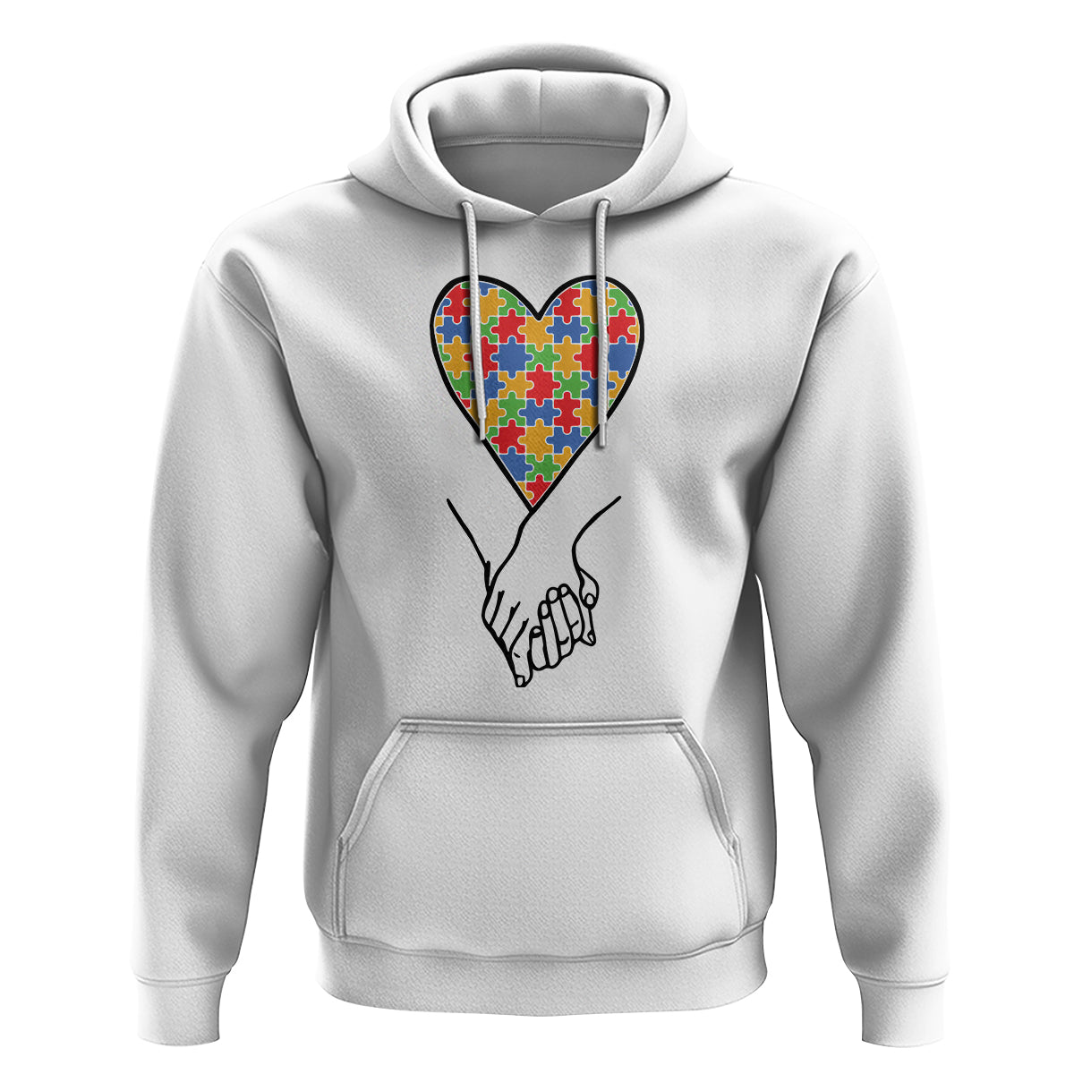 Heart Autism Awareness Hoodie Spectrum Puzzle Piece Together Love Support - Wonder Print Shop