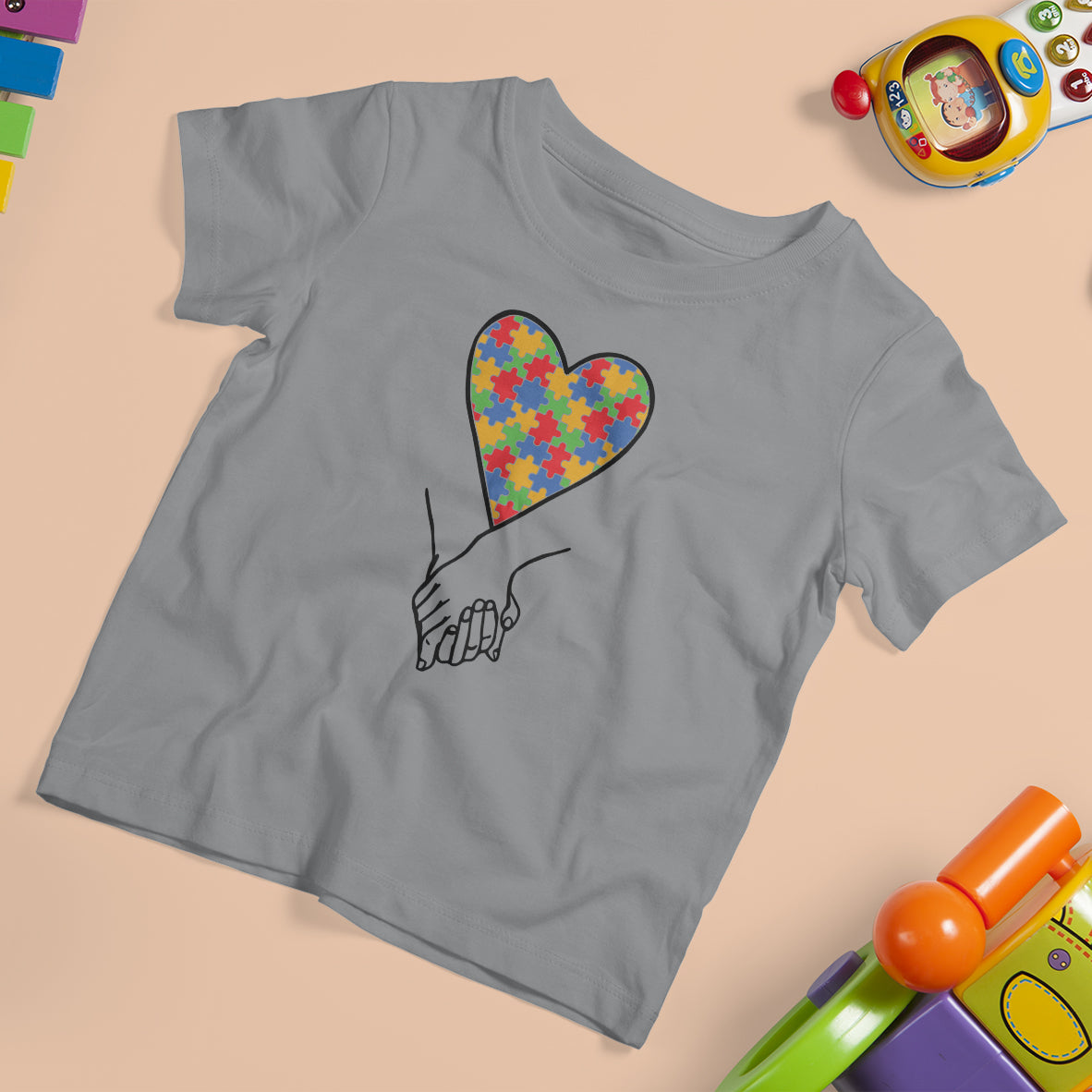 Heart Autism Awareness T Shirt For Kid Spectrum Puzzle Piece Together Love Support - Wonder Print Shop