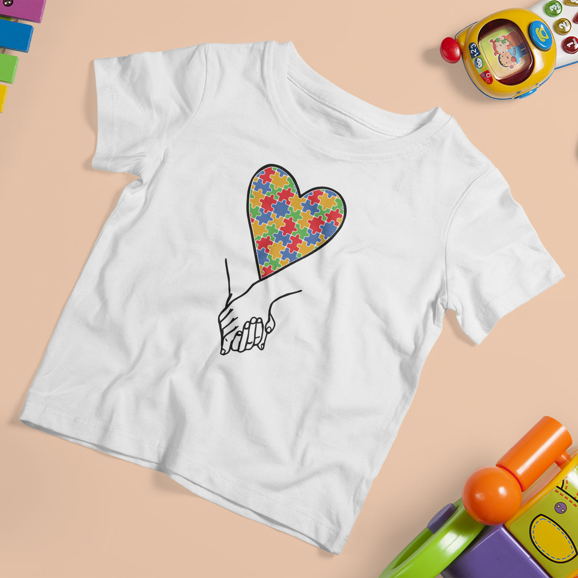 Heart Autism Awareness T Shirt For Kid Spectrum Puzzle Piece Together Love Support - Wonder Print Shop