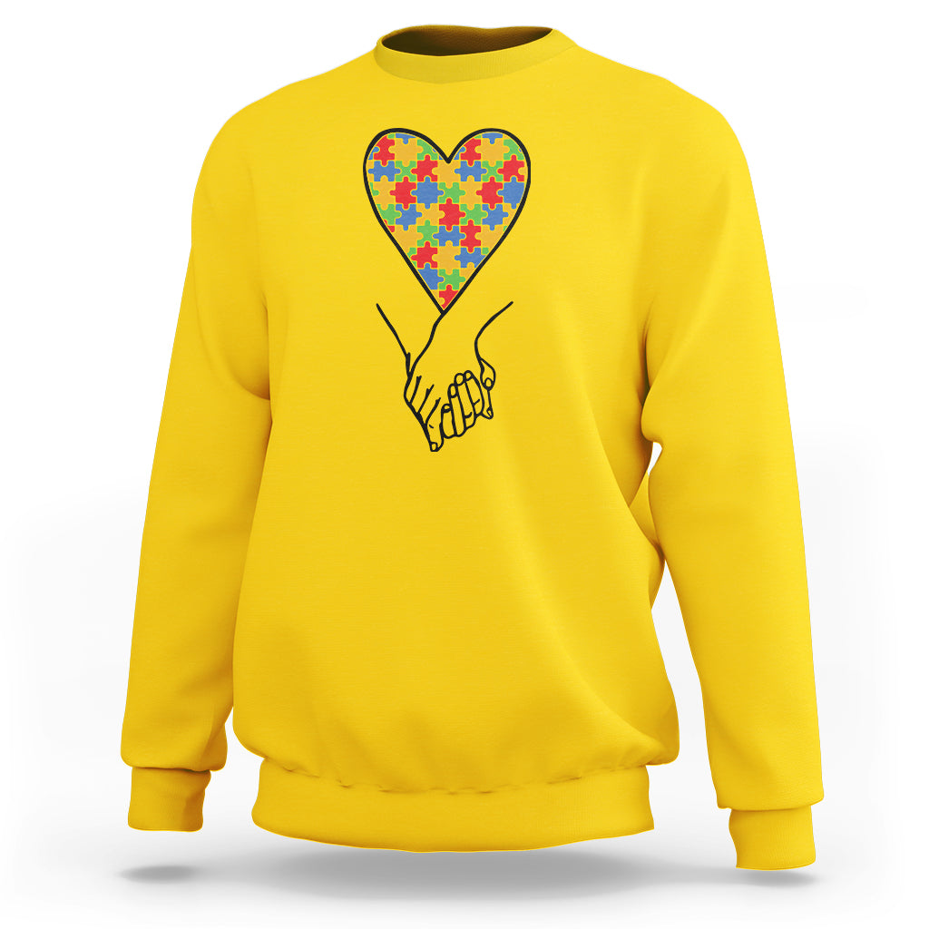Heart Autism Awareness Sweatshirt Spectrum Puzzle Piece Together Love Support - Wonder Print Shop