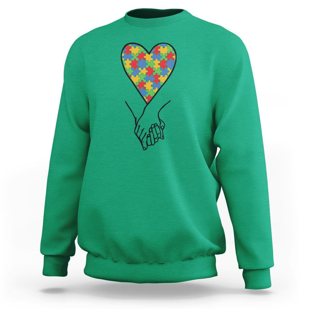 Heart Autism Awareness Sweatshirt Spectrum Puzzle Piece Together Love Support - Wonder Print Shop