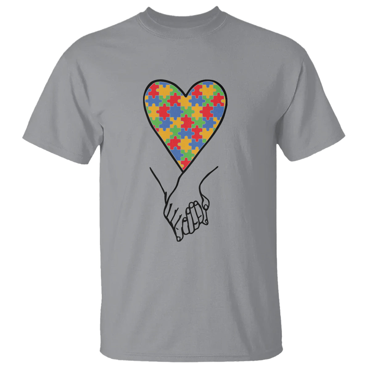 Heart Autism Awareness T Shirt Spectrum Puzzle Piece Together Love Support - Wonder Print Shop