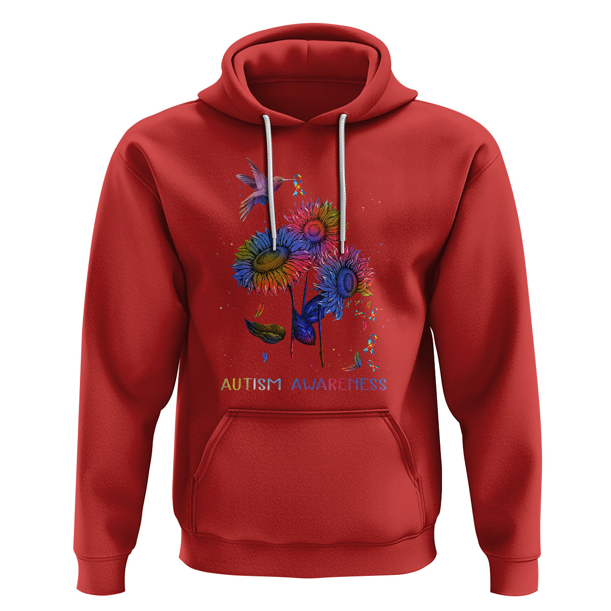 Autism Awareness Hoodie Colorful Sunflower With Bird Spectrum Ribbon - Wonder Print Shop