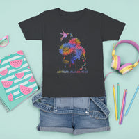 Autism Awareness T Shirt For Kid Colorful Sunflower With Bird Spectrum Ribbon - Wonder Print Shop