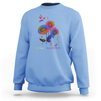 Autism Awareness Sweatshirt Colorful Sunflower With Bird Spectrum Ribbon - Wonder Print Shop