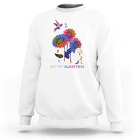 Autism Awareness Sweatshirt Colorful Sunflower With Bird Spectrum Ribbon - Wonder Print Shop