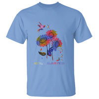 Autism Awareness T Shirt Colorful Sunflower With Bird Spectrum Ribbon - Wonder Print Shop