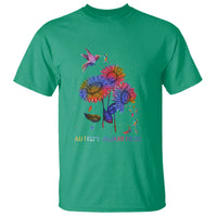 Autism Awareness T Shirt Colorful Sunflower With Bird Spectrum Ribbon - Wonder Print Shop